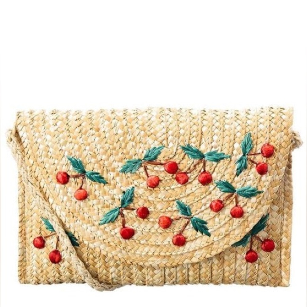 Surell Women's Gray Accessories Cherry Straw Clutch